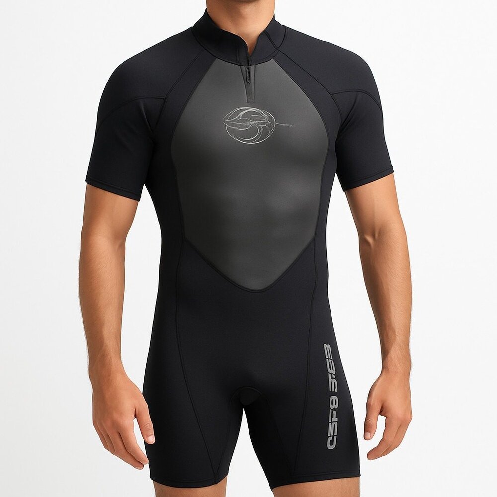 Deep See Mens S‎ Black Short Sleeve Wetsuit Neoprene Surf Swim Diving Suit
